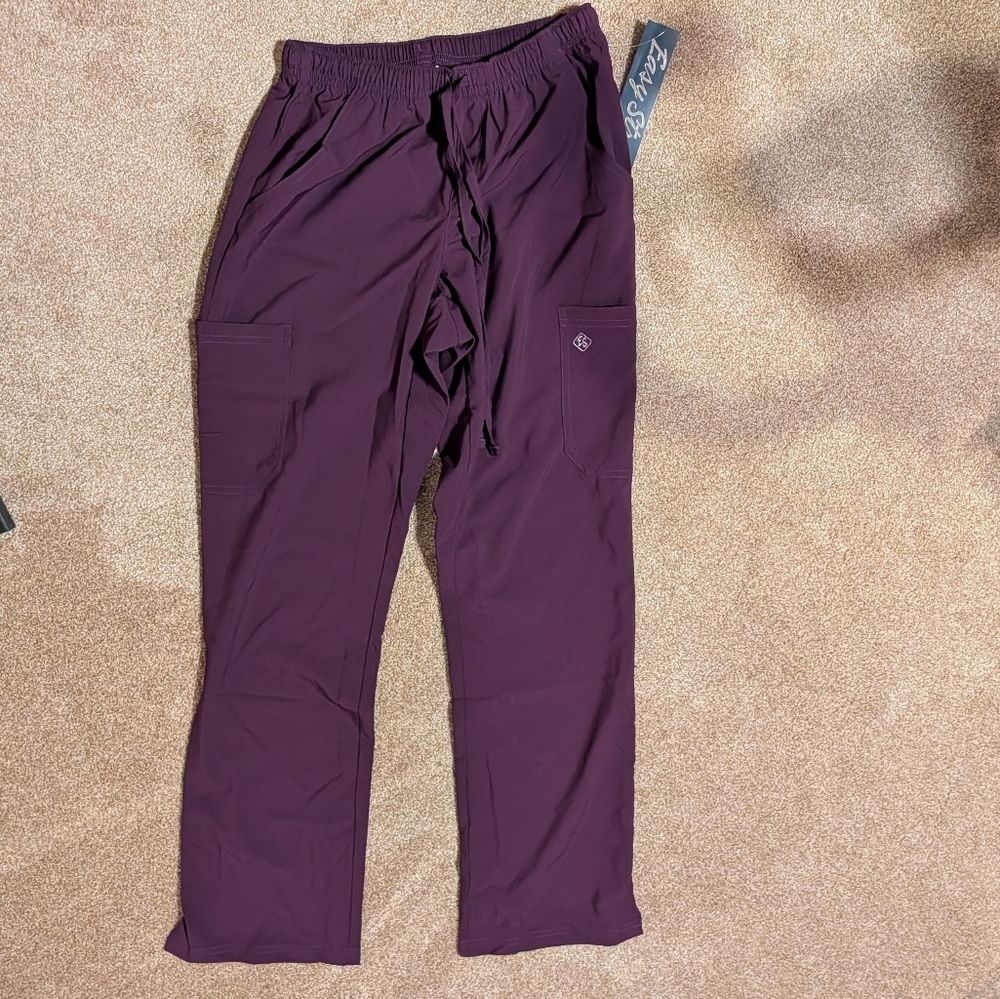 UA Easy STRETCH Eden Women's 4-Pocket Drawstring Scrub Pants Eggplant XS NWT